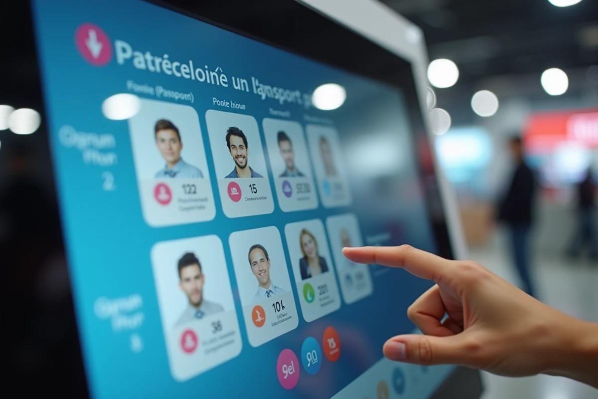Écran tactile d'une borne photo libre-service affichant les options et tarifs en euros