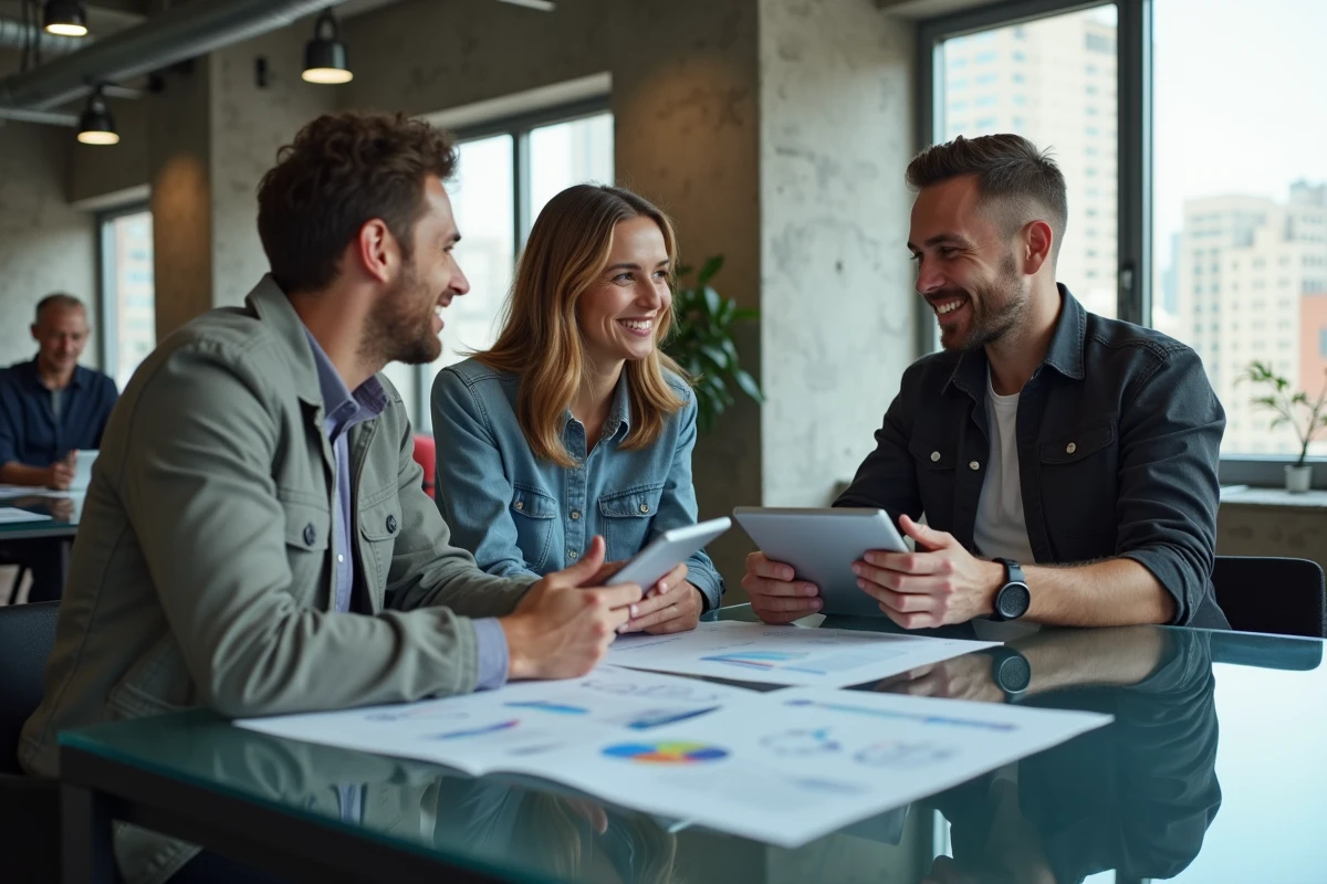 Groupe de jeunes professionnels en coworking collaborant